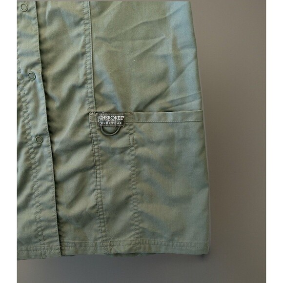 Cherokee Workwear Scrubs Snap Front Jacket Olive Green Size Small Nurse Medical - Picture 3 of 7